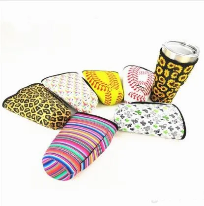 Fashion Leopard Print Rainbow Cactus Water Bottle Cover Neoprene Insulated Sleeve bag Case Pouch for 30oz Tumbler Cup