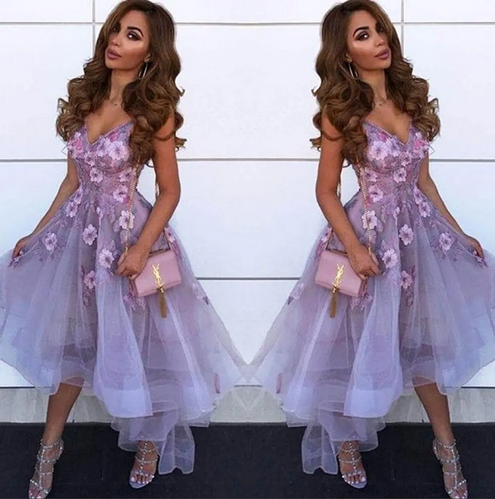 Lavender v Neck Tulle A Line HomeComing Dresses Earn