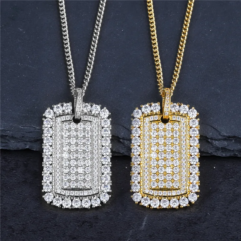 Collana hip-hop moda uomo oro argento colore pieno CZ pietra diamante ciondolo collana ciondolo gioielli regali per amico