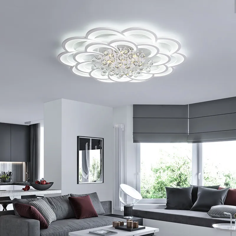 Crystal Modern LED Chandelier för vardagsrummet sovrum studierum hem deco akryl 110v 220v tak ljuskronor fixturer298d
