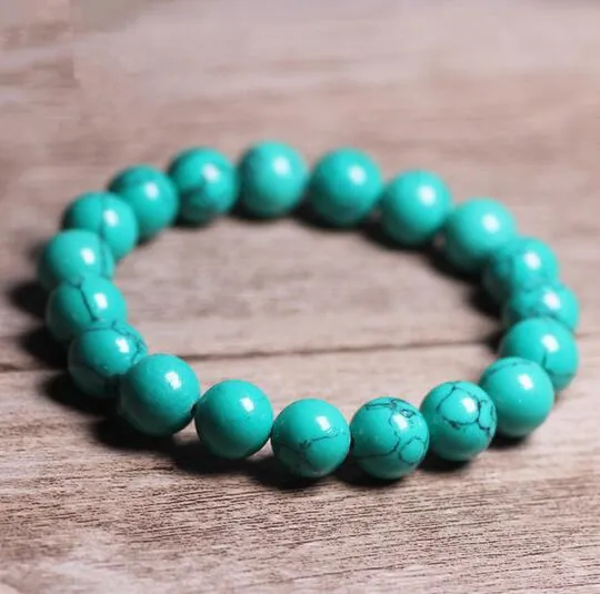 10mm natuurlijke stenen groene turquoise armbanden ronde kralen armband materiaal mannen vrouwen kristal guartz edelsteen sieraden liefde energiegeschenk