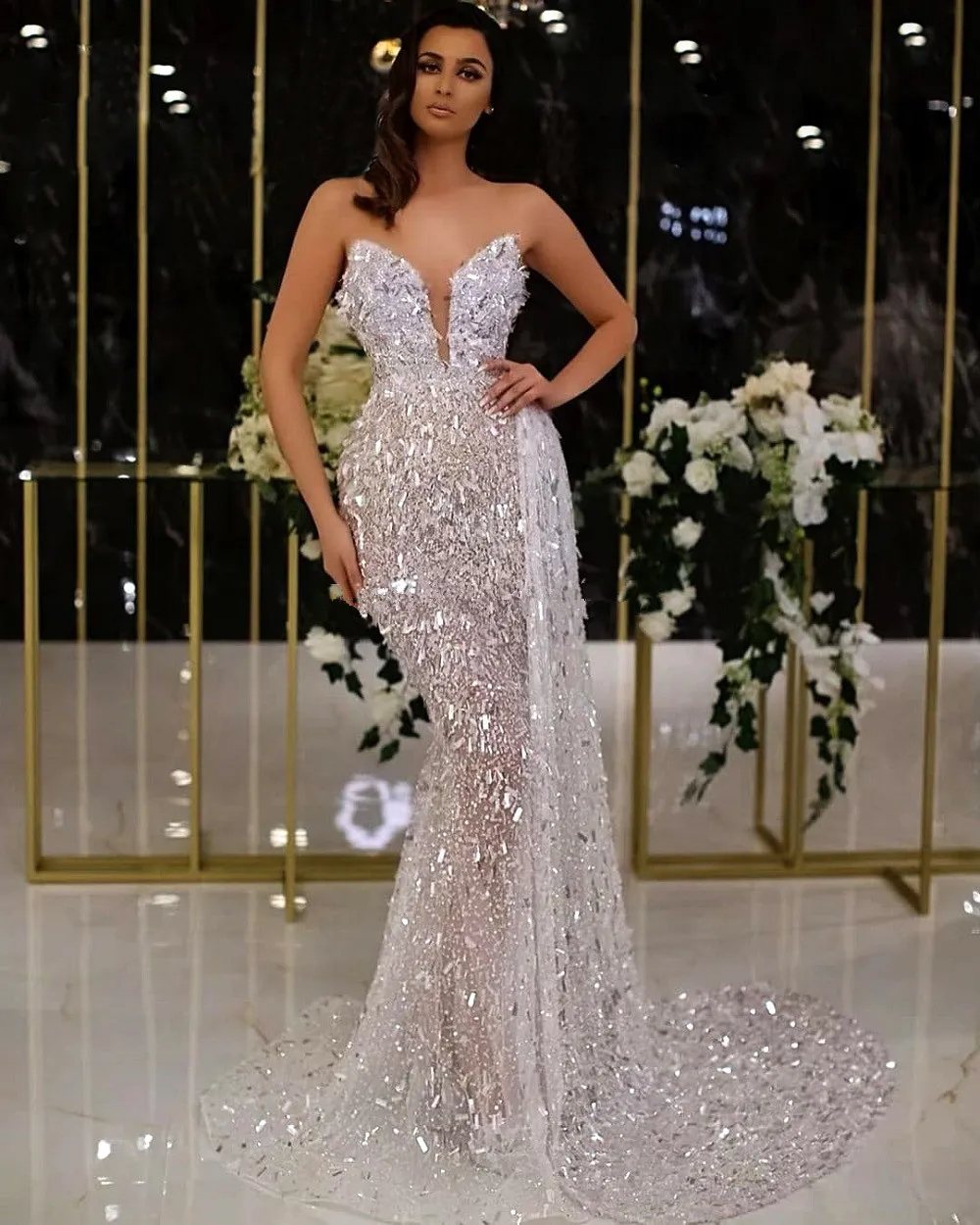 Abiti Da Sera A Sirena Senza Spalline Glitterati Abiti Da Sera Con