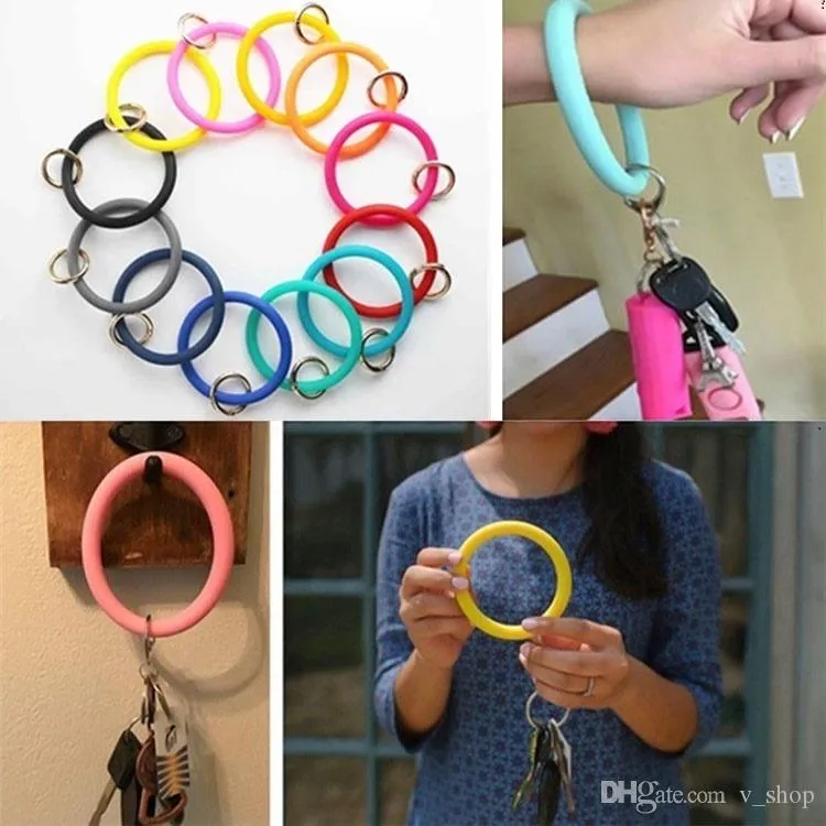 Hot Sell Silicone Bracelet Keychain Bangle Tecking Pulseira Free Your Hand DIY Keychains Car Moda -chave Mulheres Menino