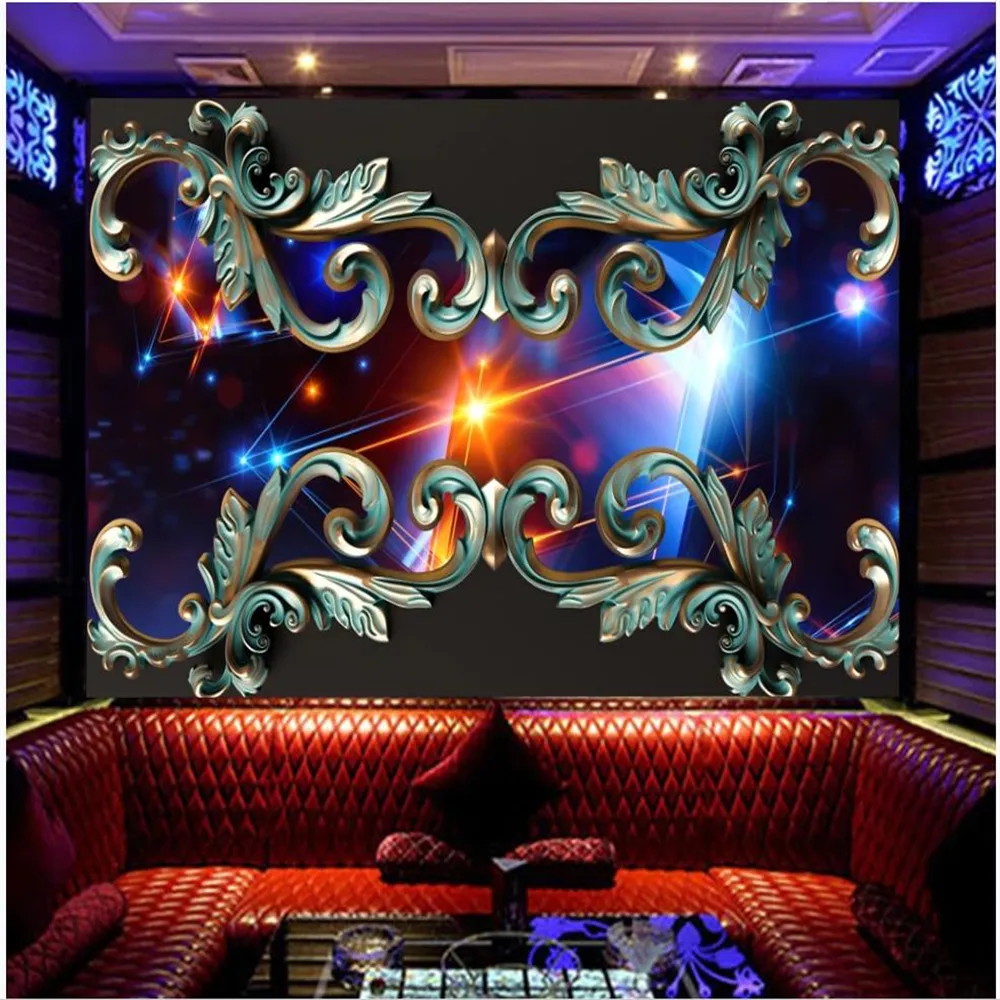 Customized mural 3D three-dimensional geometric wallpaper KTV hair