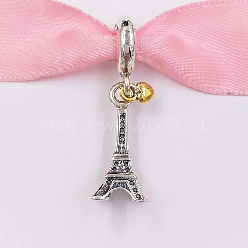 Andy Jewel 925 sterling silver perline ciondolo torre eiffel fascino adatto europeo braccialetti gioielli stile pandora collana 791302