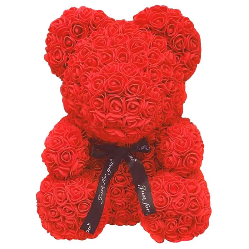 Künstliche Rosenblumenbär Spielzeug Frauen Mädchen Weihnachten Valentinstag Geschenke Home Decor 20/40 cm E2s