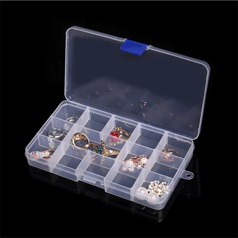 Transparent Plastic Grid Box Storage Organizer Jewelry Box Transparent Display Case Container 10 15 24 36 Slots