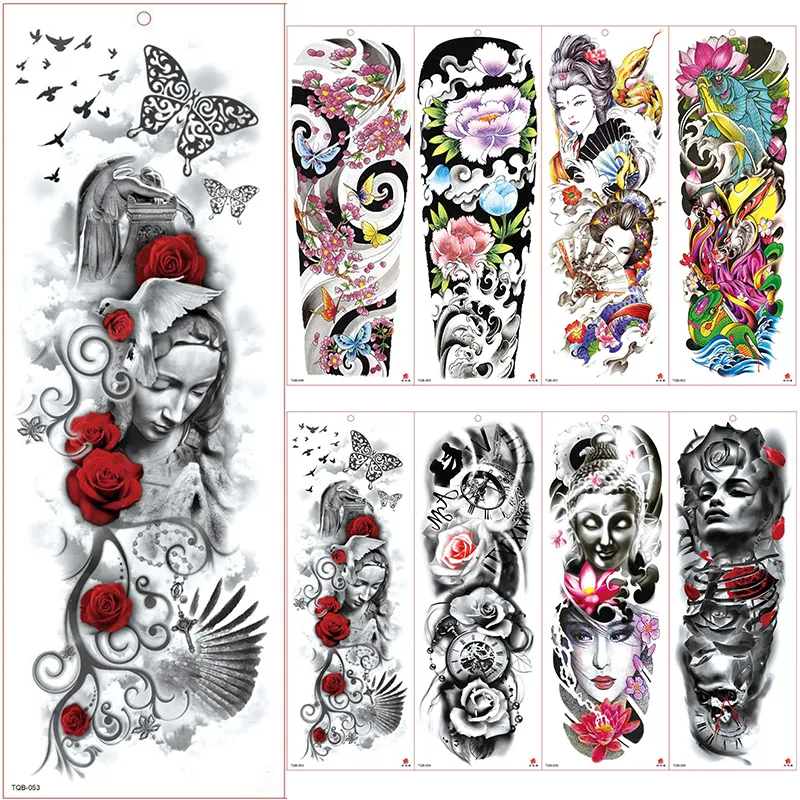 Large Arm Sleeve Tattoo Waterproof Temporary Tattoo Sticker Rose