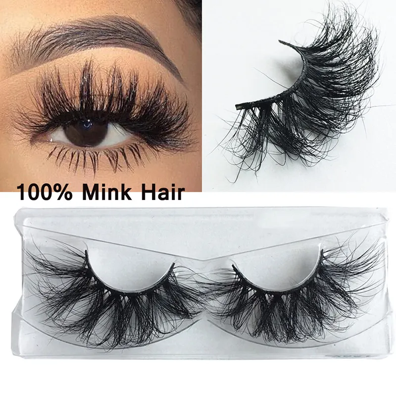 100% Echte Mink Wimpers 22-25 mm 3D Mink Wimpers Lange Volledige Natuurlijke Make-up Valse Wimpers Kriskras Wispies Pluizige Wimpers Extensies