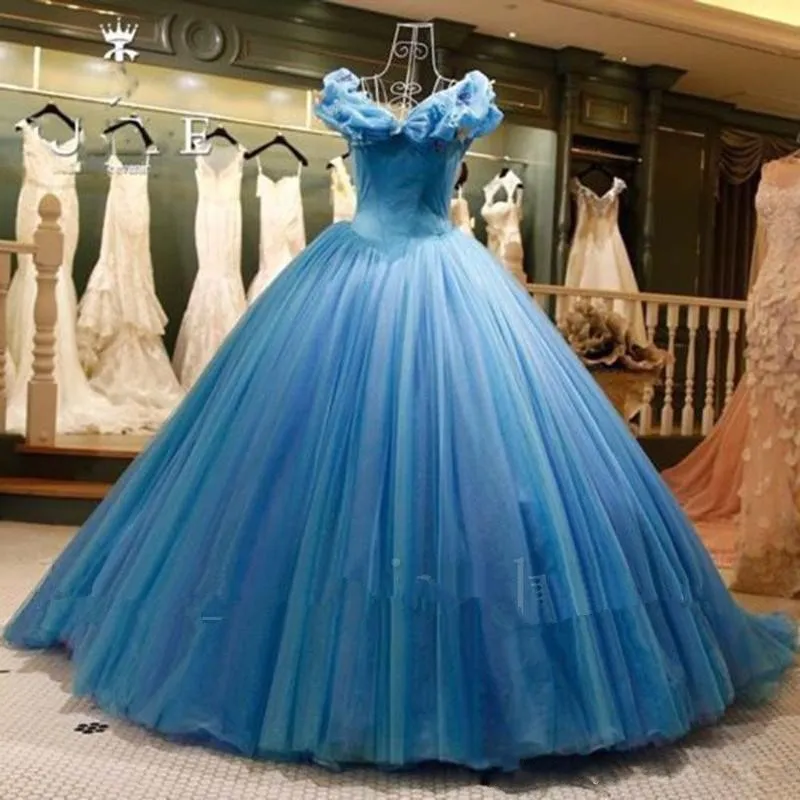 Buy yinyyinhs Women's Ball Gown Cinderella's Off The Shoulder Prom Gown Wedding  Dresses Evening Gown Size 12 Blue at Amazon.in