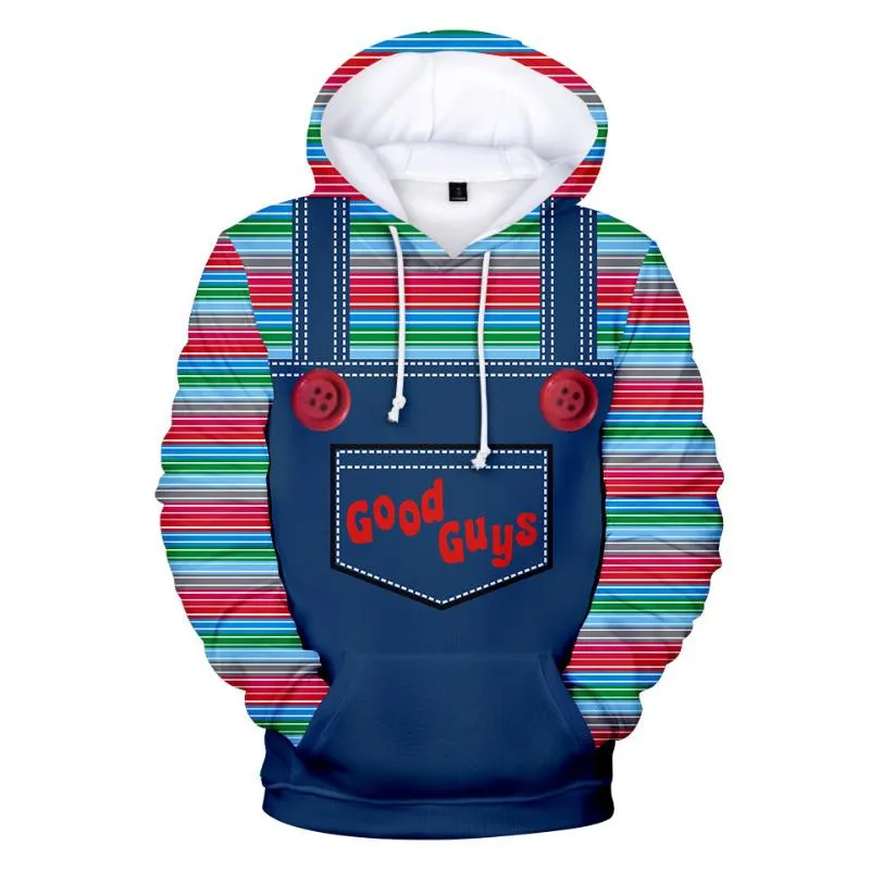 Bra killar Chucky 3D Hoodies Män Nya Streetwear Hip Hop Warm Sweatshirts Män Hoodie Hooded för barn Sweat Homme Anime