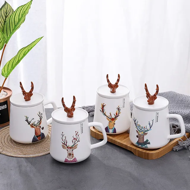 크리 에이 티브 프놈펜 세라믹 커플 컵 유럽 대리석 낯 짝 사무실 커피 컵 커플 쌍 컵 drinkware 귀여운 미스터 Mrs Moose 결혼식 호의