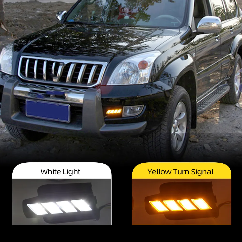 2pcs DRL para Toyota Prado Land Cruiser 120 LC120 FJ120 2003 2004 2005 2006 2007 2008 2009 LED de luz diurna