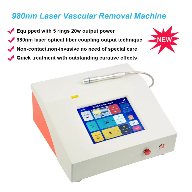 Högkraftmultifunktion Vaskulär Spindel Veins Removal Machine 980nm Diode Laser Speckle Removal Machine