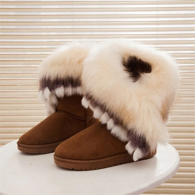 2018 femmes neige bottines femme fourrure de renard bottes d'hiver chaud australie chaussons chaussures de mode Botas