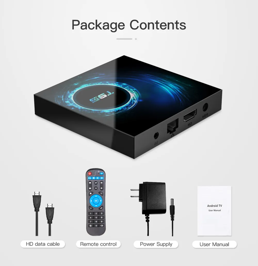 T95 6K Smart TV Box Android 10.0 4 Go 128 Go Allwinner H616 Quad Core 5G Dual WIFI HDR H.265 BT4.1 6K Lecteur multimédia Décodeur