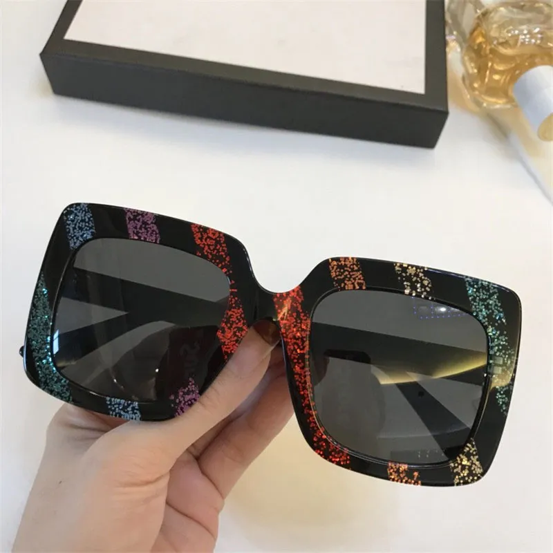 Lyxiga klassiska färg fyrkantiga bågar solglasögon modemärke designerglasögon enkel stil toppkvalitet anti-UV 400 lins 0328