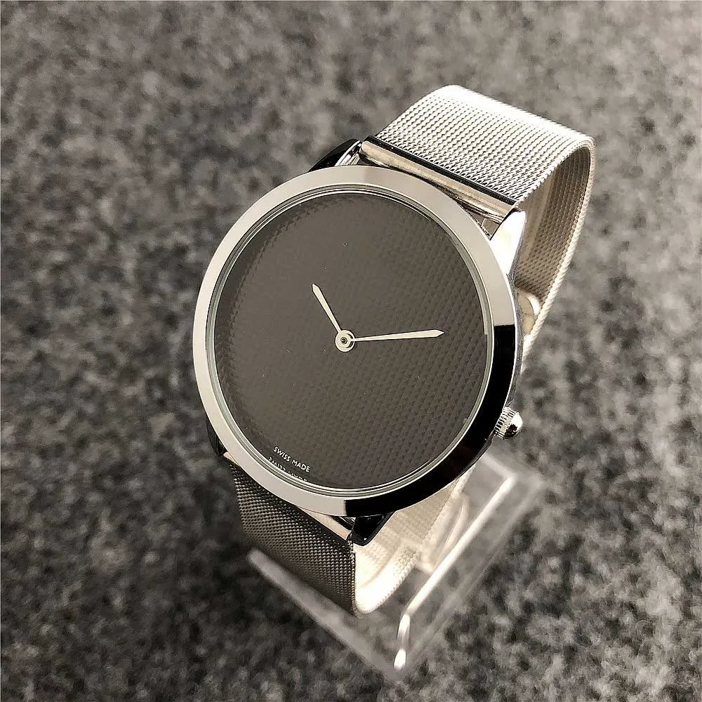 Ofertas de luxo na moda personalizado borrado digital grande mostrador forma simples cinta fina casal amantes quartzo watch2659