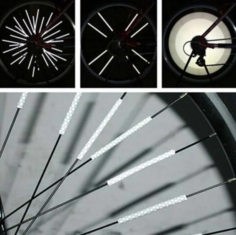 12Pcs Bicycle Light Wheel Rim Spoke Clip Tube Safety Warning Light Cycling Strip Reflective Reflector Mountain Bike