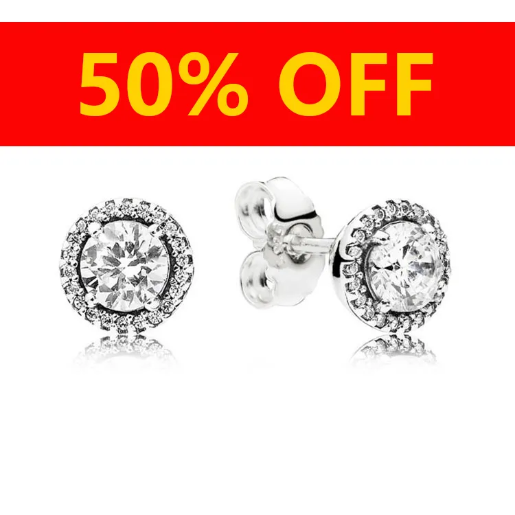 Dames Luxe Mode-sieraden Designer Oorbellen Originele doos voor Pandora 925 Sterling Zilver Crystal Diamond Womens Stud Earring