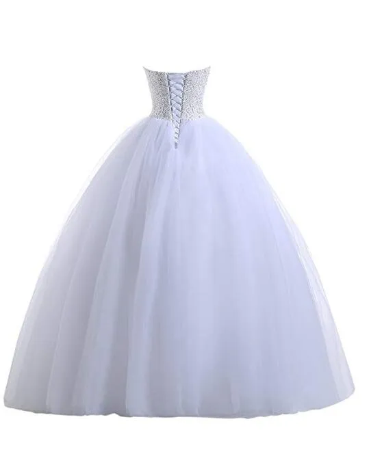 Nouveau chérie Tulle A-ligne robes de mariée robe grande taille longueur de plancher robes de mariée avec de lourdes baguettes à lacets dos avec Pett209R