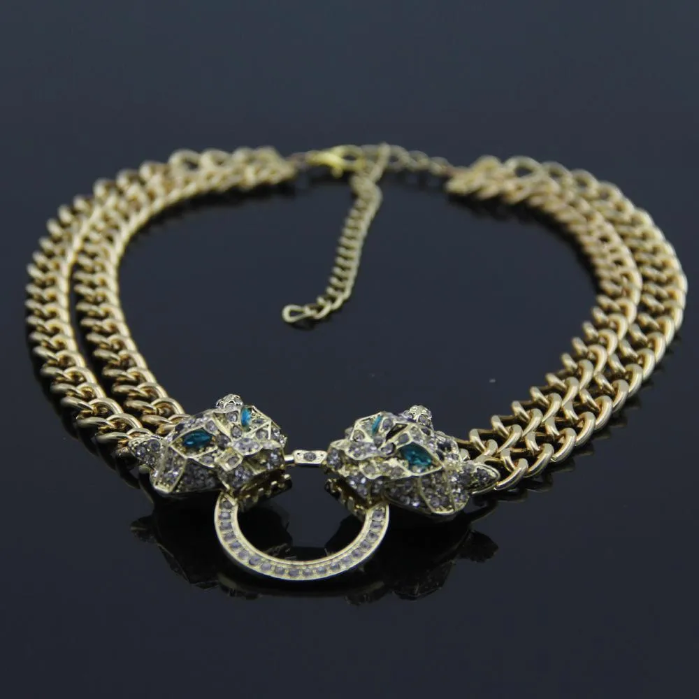 Collier Ras Du Cou Léopard Panthère Pour Femme - Bijou Cristal Fête - Neuf Sans Boîte