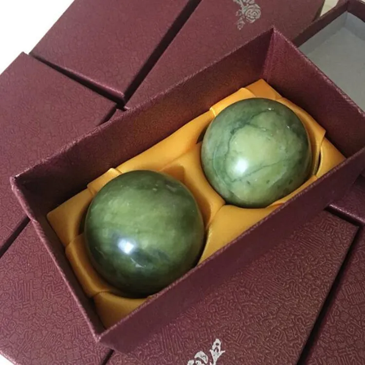 Dropshipping Green Jade Natural Stone Massage Ball 50mm Exercise Meditation Stress Relief RSI Handball Fitness gym Ball Health Care Gift box