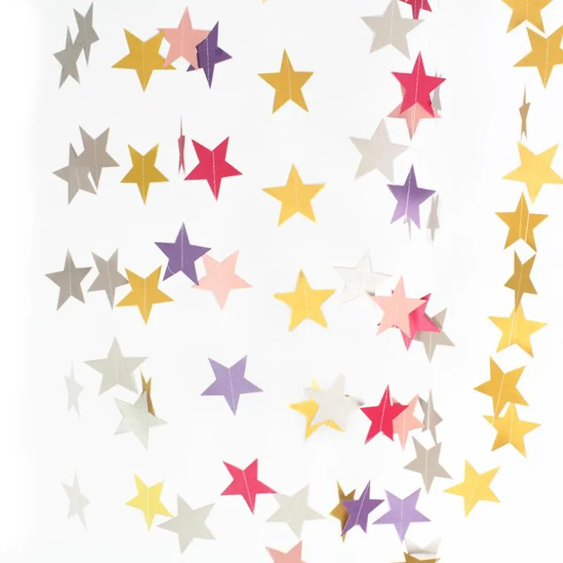 Étoiles colorées drapeaux suspendus papier guirlandes fête de mariage décoration de fond anniversaire bébé douche Table décorative étoile drapeau bannière