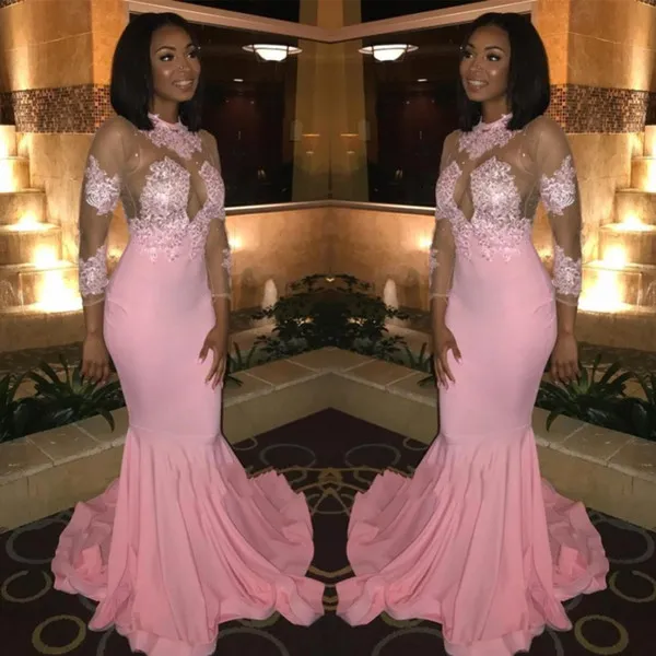 long pink prom dresses