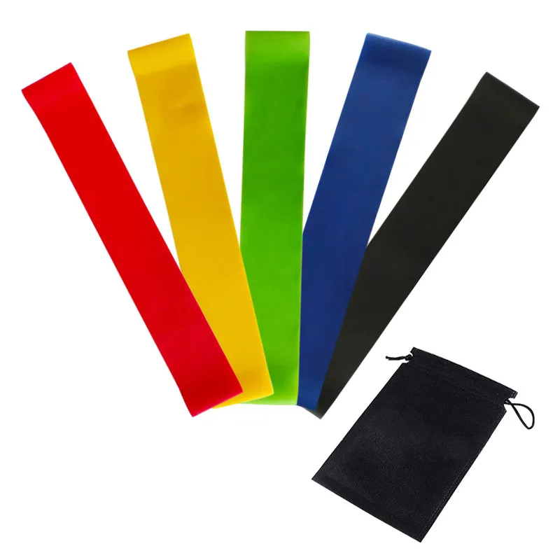 5 Stück 500 x 50 mm Widerstands-Gummischlaufen-Übungsbänder-Set für Fitness, Krafttraining, Fitnessstudio, Yoga, Ausrüstung, elastische Bänder, Unterstützung mit Logo-Aufdruck