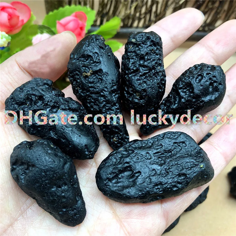 500g Formato casuale Freeform Black Indochinite Tektite Potente pietra dei desideri Non lucidata Meteorite grezza naturale Campione di detriti terrestri ruvidi