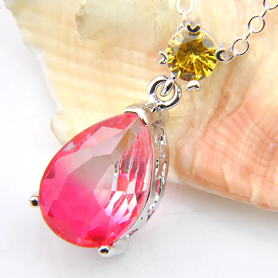 Of 12 Pink Tourmaline Topaz Gemstone Pendants In 925 Sterling