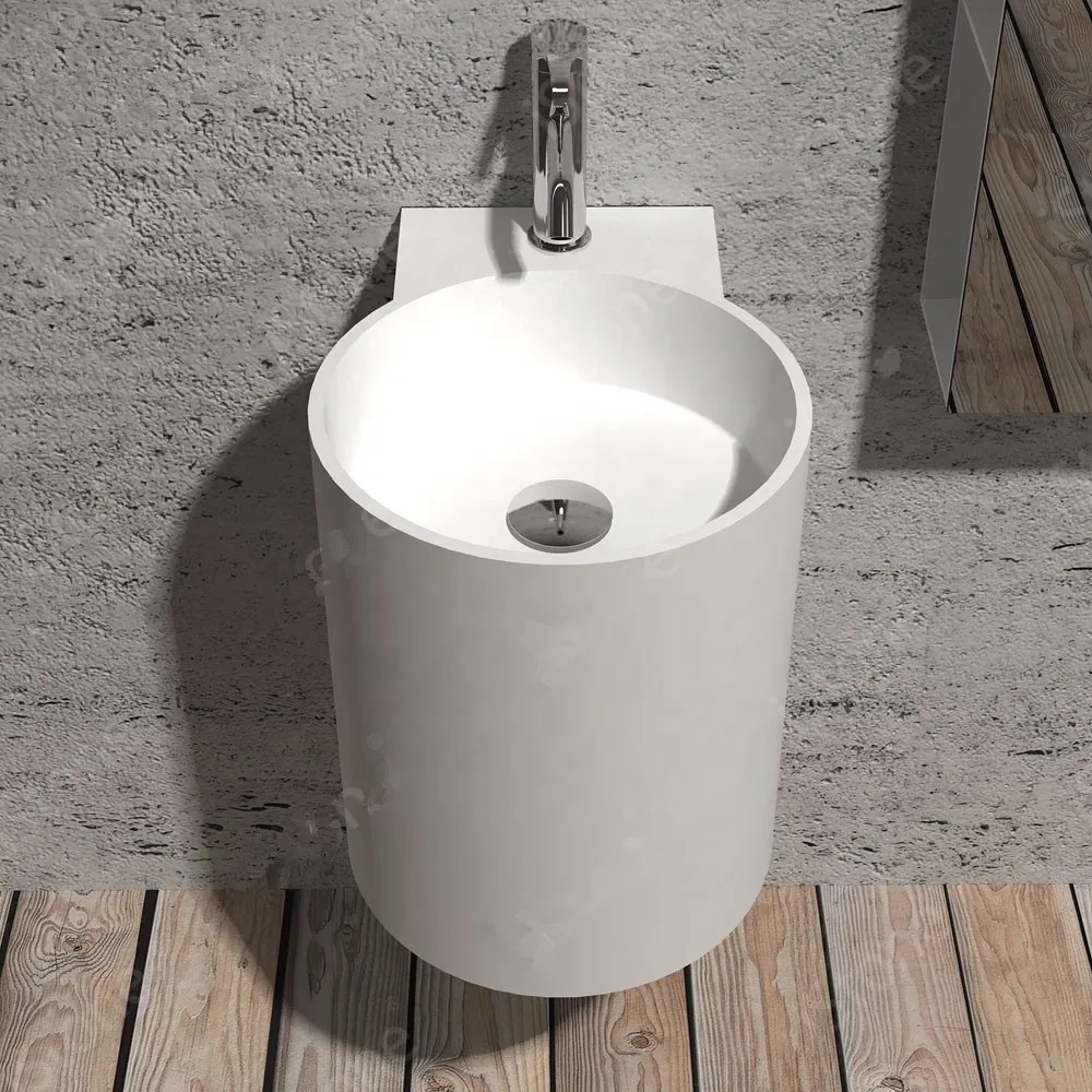 380X470X1500 мм круглая отдельно стоящая раковина для ванной комнаты, модная гардеробная, умывальник из кориана, твердая поверхность, постамент из смолы Lavabo RS38479