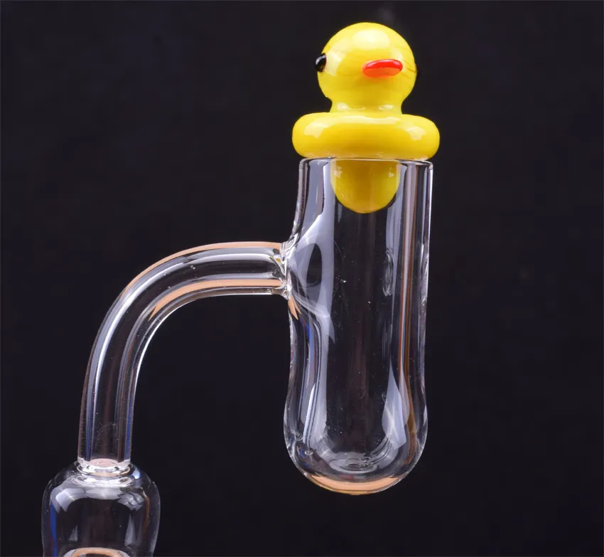 20mm 4mm Thick Quartz Banger Nail with Carb Cap 10mm 14mm 18mm Round Bottom Banger Colorful Glass Caps For Glass Bongs