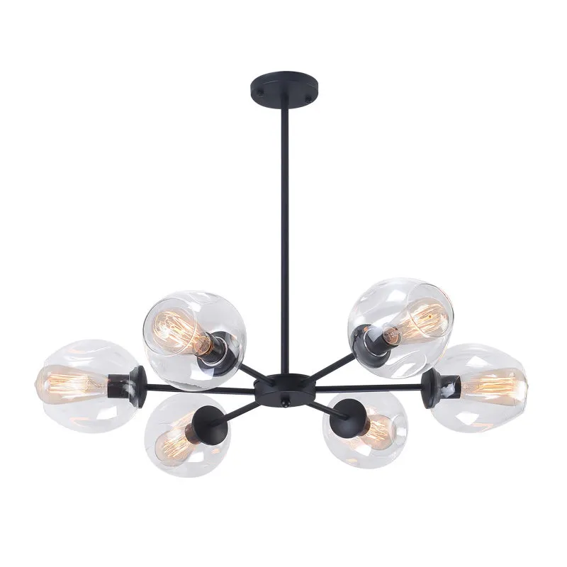 Modern Glas Ljuskrona Nordisk Matsal Kök Vardagsrum Designer Lighting Armatur Guld Svart Led Pendant Lampor