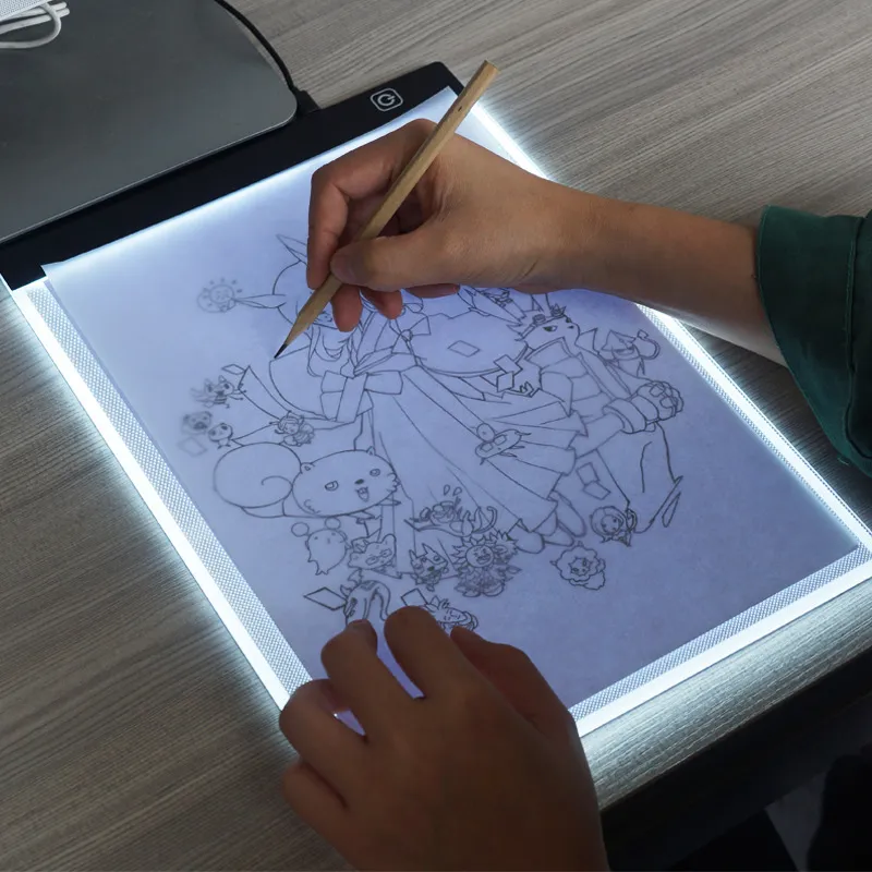 Tavolo da disegno A4 Scatola luminosa per scrittura a LED, tablet alimentato tramite USB, tela vuota per strumento di pittura