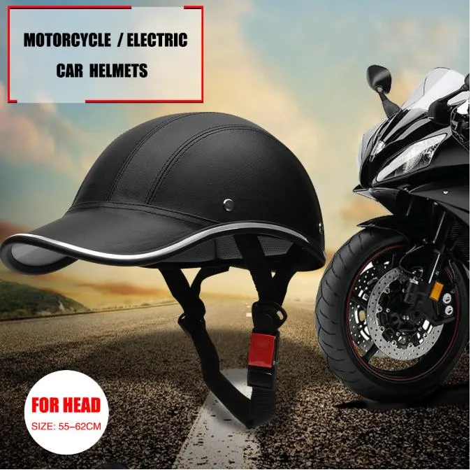 Demi-casque De Moto Rétro Certifié ECE – En Cuir, Avec Visière, Pour Scooters Et Cruisers