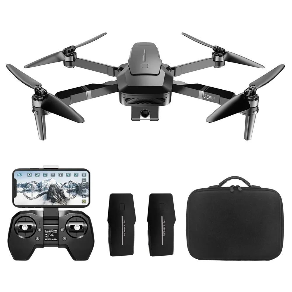 Visuo Zen K1 4K UHD 5G WiFi FPV GPS 접이식 RC 드론 듀얼 카메라 전환 가능한 50x 줌 30 분 - 가방 3 개의 배터리