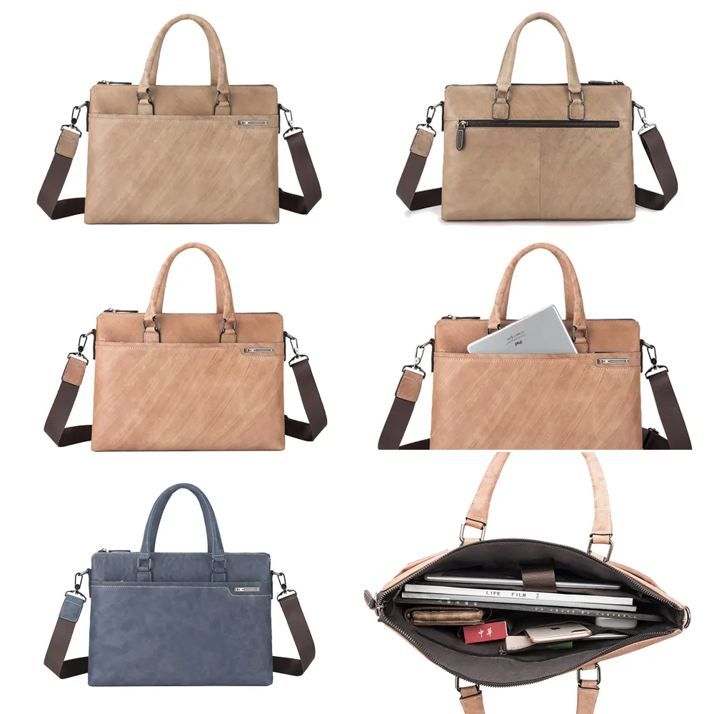 Vintage Mens Original Leather Soft Crossbody Laptop Messenger Bags