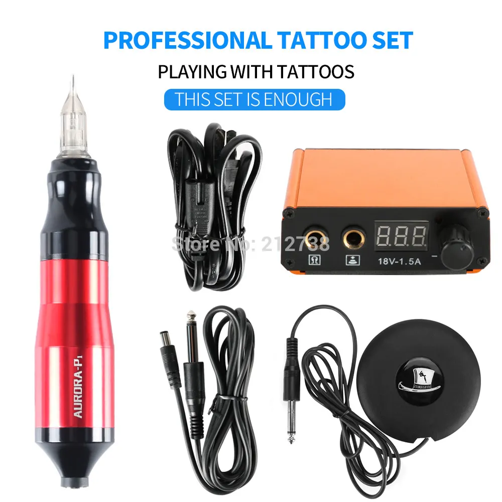 Tattoo Profissional Rotário Pen Mini Tattoo Kit Machine Pedal Conjunto de tatuagens Acessórios Acessórios Hot Sale-B7