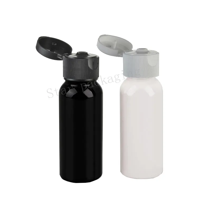 Groothandel 100 stks / partij 30ml zwarte flip top cap lege reiziger hervulbare draagbare parfum zwarte fles lege cosmetische containers