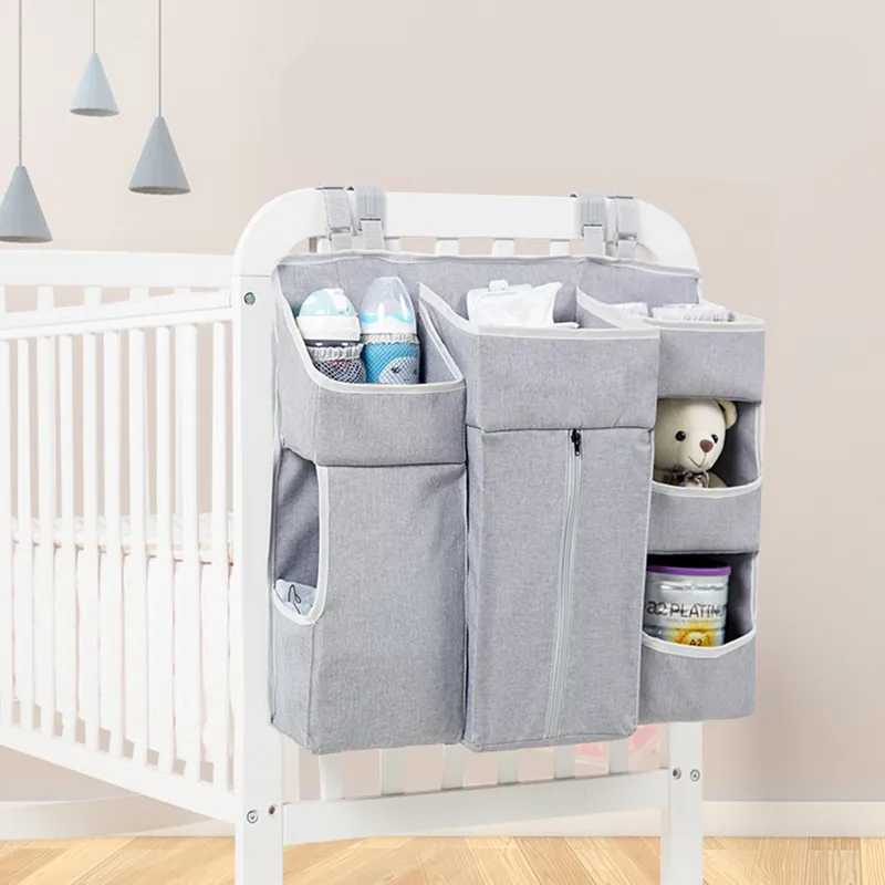 Bärbar Baby Crib Organizer Bed Hängande Väska För Baby Essentials Blöja Storage Cradle Bag Sillding Set