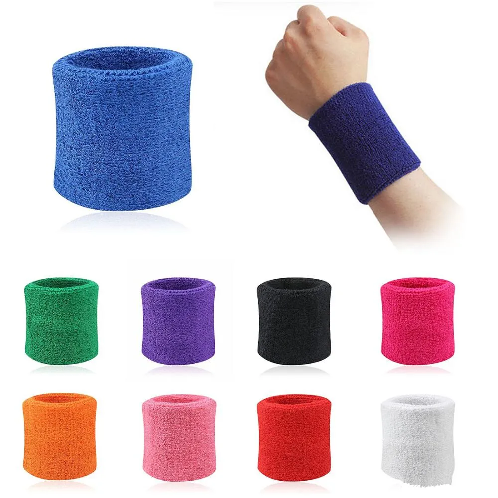 High Quality Cotton Sweat Wrist Band Bracers Sport Equipment Terry Cloth Support Protective Sweatbands Football Basketball Fitness JXW256