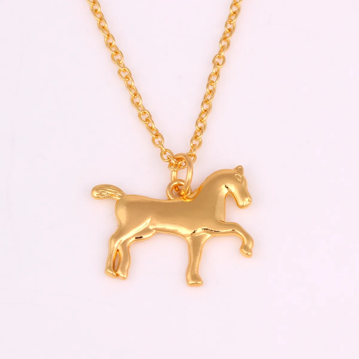 Mode Plaqué Or 3D Cheval Animal Pendentif Lien Chaîne Femmes Collier