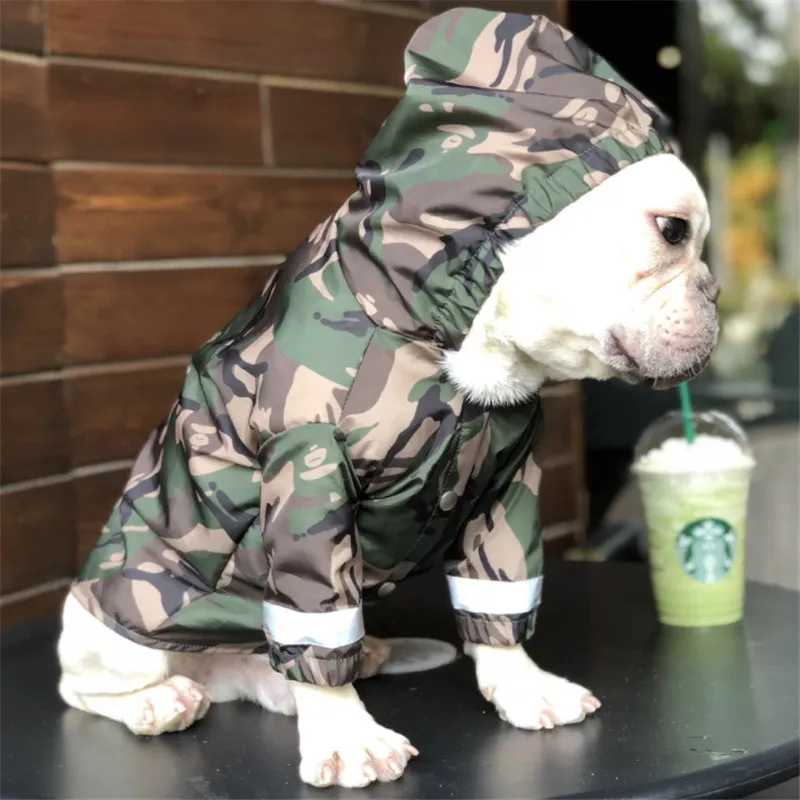 Haustier Hund Regenmantel Kleidung Für Große Hunde Camouflage Wasserdichte Kleidung Regen Hund Regen Mantel Outdoor Kostüme Französisch