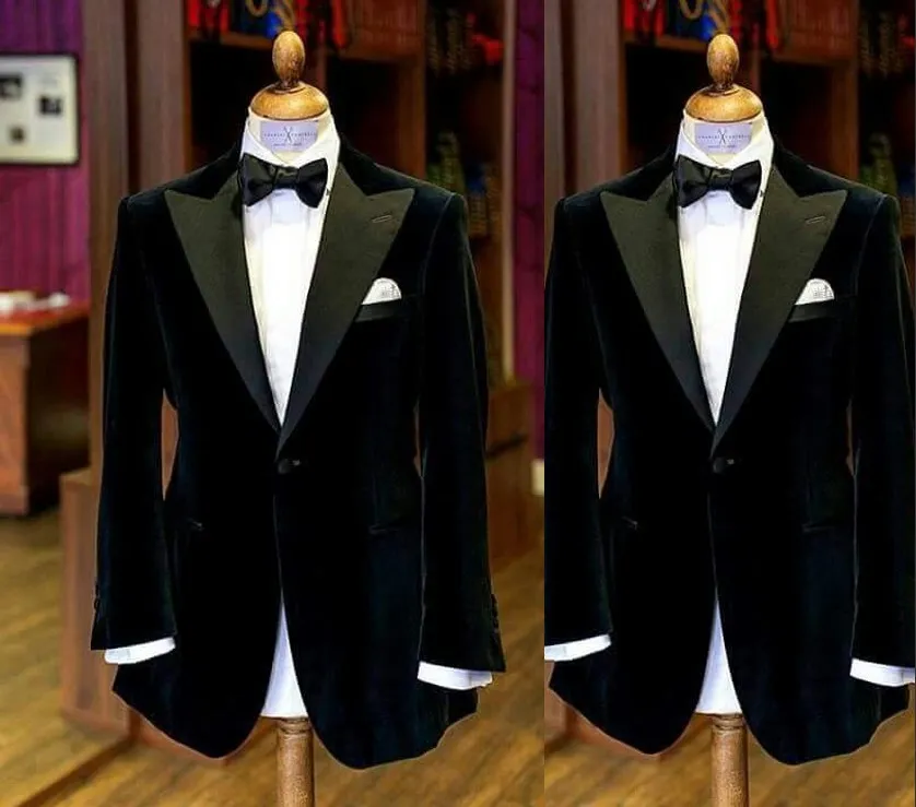 Svarta män passar 2019 Fashion Groom Tuxedos Bröllopskläder för män Slim Fit Prom Tuxedos för bästa mannen (jacka + båge)