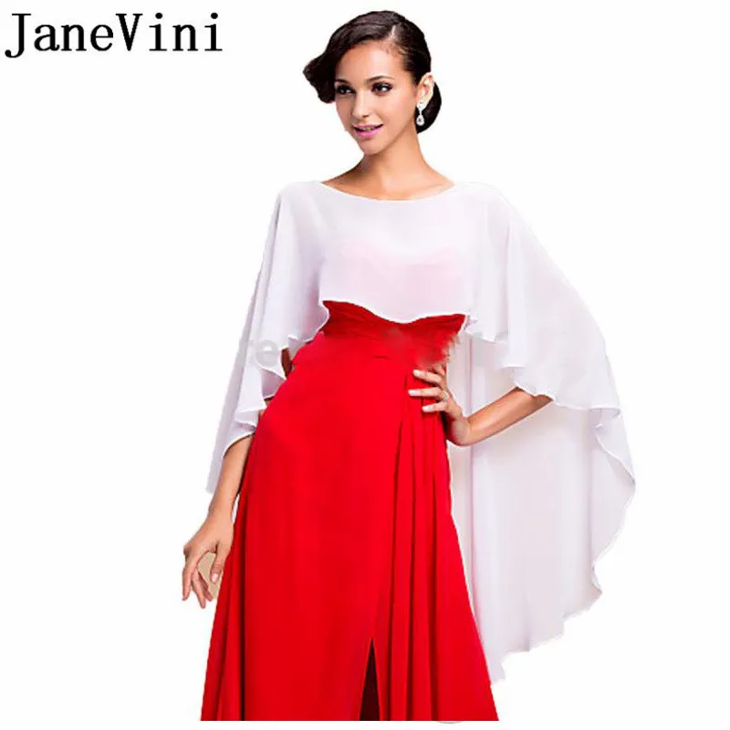 JaneVini 2019 Braut Chiffon Cape Stola Hochzeit High Low Braut Bolero Cover Up Damen Abend Schal Wraps Achselzucken Sommer Piumino Donna