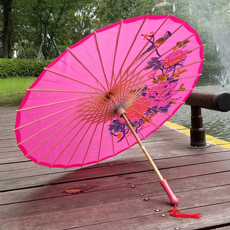 82CM Traditional Silk Fabric Paper Japanese Umbrella With