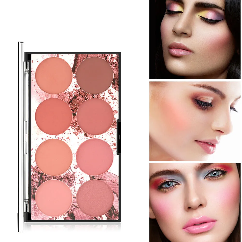 Newest 8 Colors Blush Palette Face Mineral Palette Blusher Powder Professional Makeup Blush Contour Shadow 42g