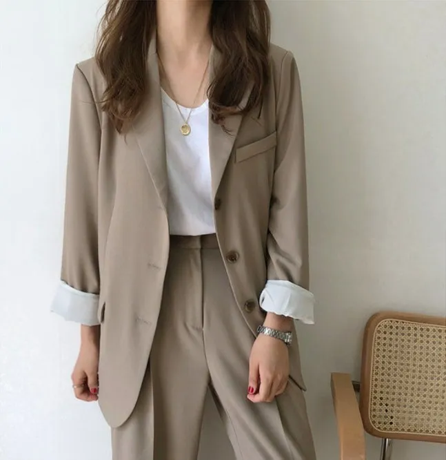 Oversized Blazer Set For Tailored Women: Formal Mujer, Casual Pant